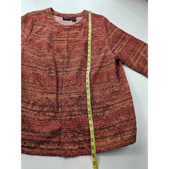 Maggie Barnes textured colorful orange hook eye blazer EUC 1X (18/20) office ^ - Picture 6 of 7